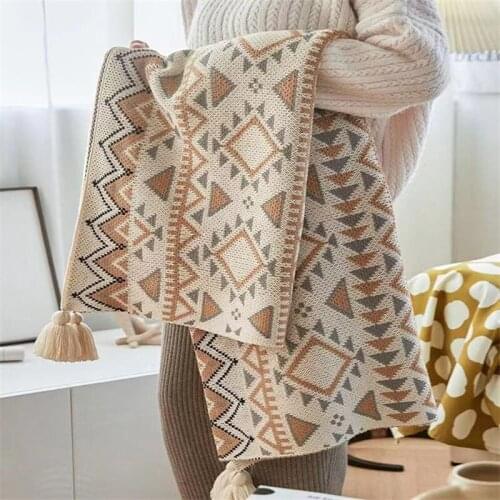 Simple Knitted Wool Bohemian Tapestry Acrylic Nap Blanket Winter Decorative Blanket Sofa Cover Blanket Blanket Throw