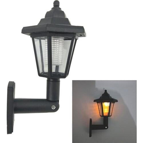 Retro Solar Power Light Flame Lamps Wall Mount Hexagon Cottage Waterproof LED Lamp Garden Outdoor 12 led Lawn Light Auto Charge