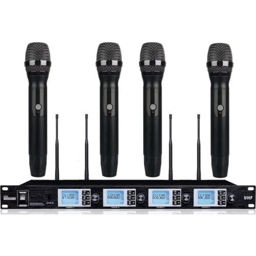 Bolymic 4 x 100 Channels UHF PLL Handheld Wireless Microphone system Professional stage karaoke microphone For school church KTV