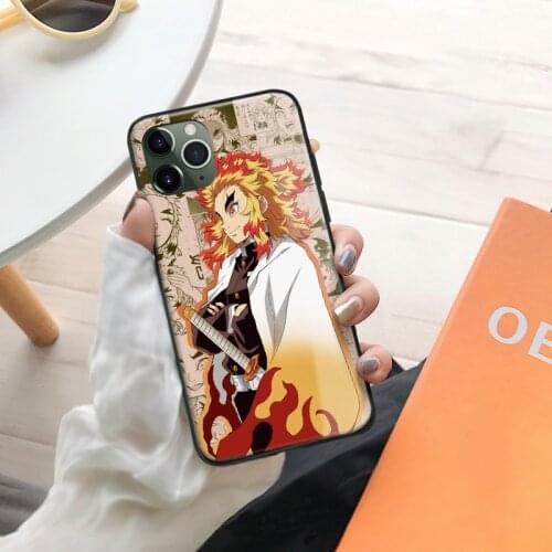 Rengoku Kyoujurou Kimetsu No Yaiba Silicone for IPhone Se 6 7 8 Plus X XR XS 11 12 Mini Pro Max Glass TPU Phone Case Cover Shell