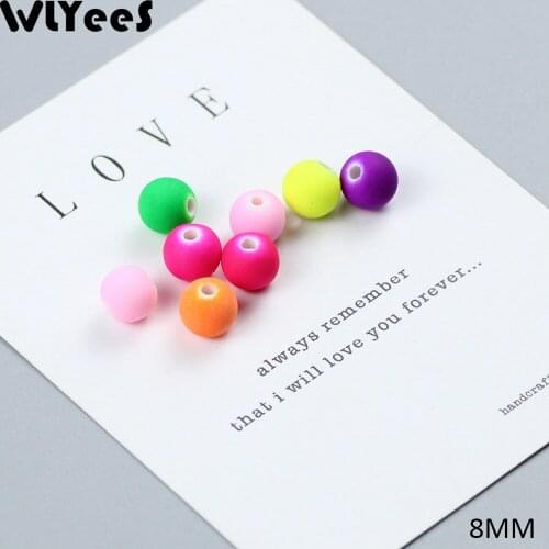 WLYeeS 8mm Mixed Acrylic round Rubber Beads 100pcs Candy Color Spacer Loose beads Ball for DIY Jewelry Bracelet Making Necklace