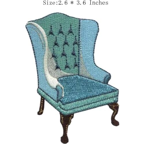 Chair with blue color 2.6"wide embroidery patch for have a sleep/play a game/Hide and Seek