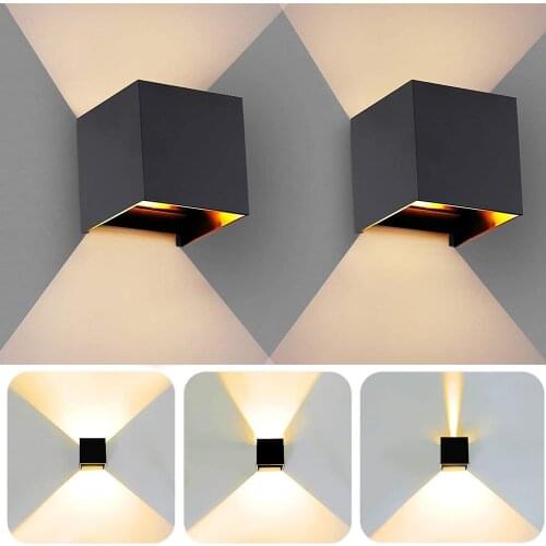 12W LED Wall Lamp Indoor Outdoor Light IP65 Waterproof Adjustable Beam Angle Design Cube LED Bedroom Liveroom Porch Wall Sconce
