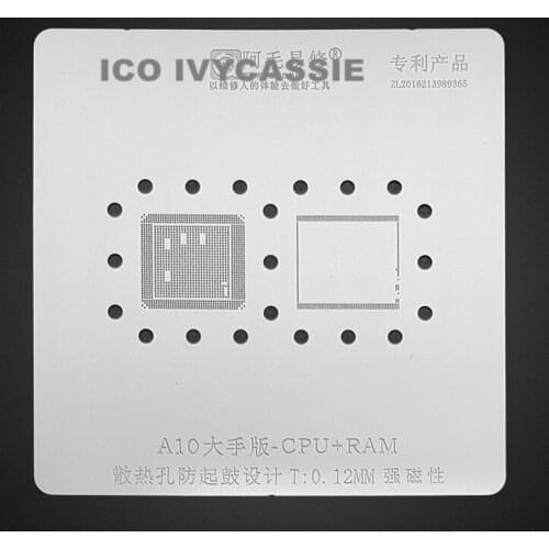 A10 CPU RAM BGA Stencil For iPhone 7 7Plus Bottom Upper Layer IC Reball Solder Ball Tin Plant Net Steel Mesh Amaoe For Big Hand