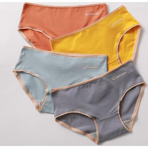 Womens Underpants Soft Cotton Pantys Girls Solid Color Intimate Briefs M-2XL Comfortable Breathable Ladies Cotton Panties