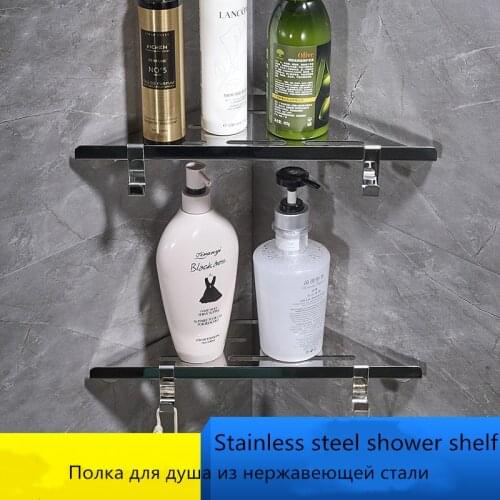 304 stainless steel corner rack bathroom accessories set shower rack storage rack brushed silver rack basket shampoo rack