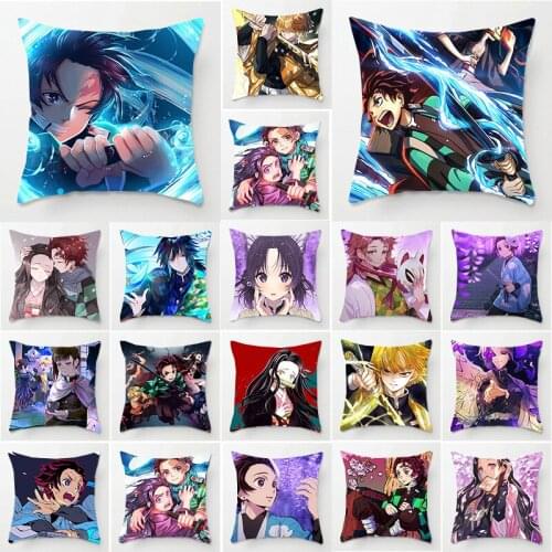 Japanese Cartoon Ghost Series Pillowcase Printed Lumbar Pillow Cushion Cover Funda De Cojin De Demonio Japones Demon Japonais