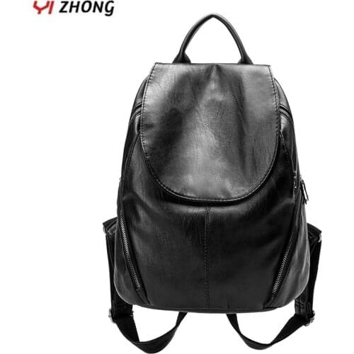 YIZHONG Leather Waterproof Antifreeze Backpack for Women Girls Multi-Function Bookbag Luxury korean school bag Mochila Feminina