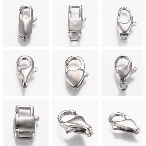 50Pcs Polishing Stainless Steel Lobster Clasps Hooks End Clasp Connectors For DIY Necklace Bracelet Keychain Jewelry Making