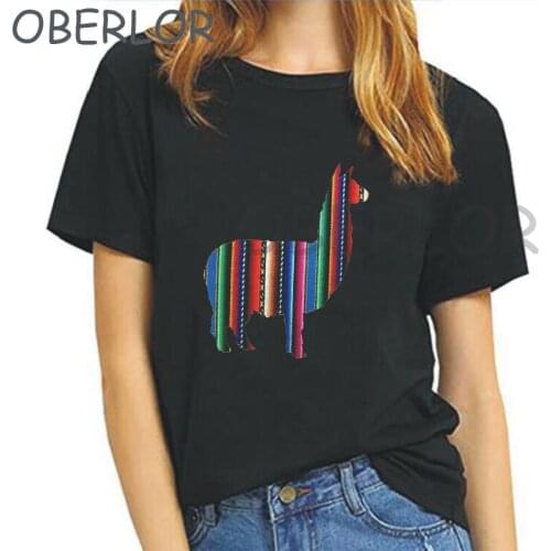 Llama Peru Vogue Print Tshirt Short-Sleeved O-Neck Summer Top Funny T Shirts Women Ulzzang Harajuku Tees