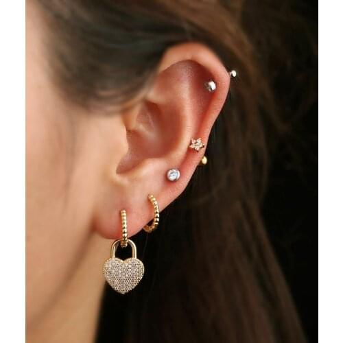 1Piece Dangle Earrings for Women 2021 Trendy Fashion Jewelry Glossy Wave Beads Circle Heart Square Hanging Earrings Ear Cuffs