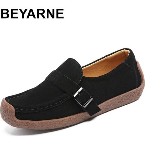 BEYARNE Spring Women Flats Shoes Woman Platform Slip on Flats Sneakers Women Suede Ladies Tenis Loafers Moccasins Casual Shoes