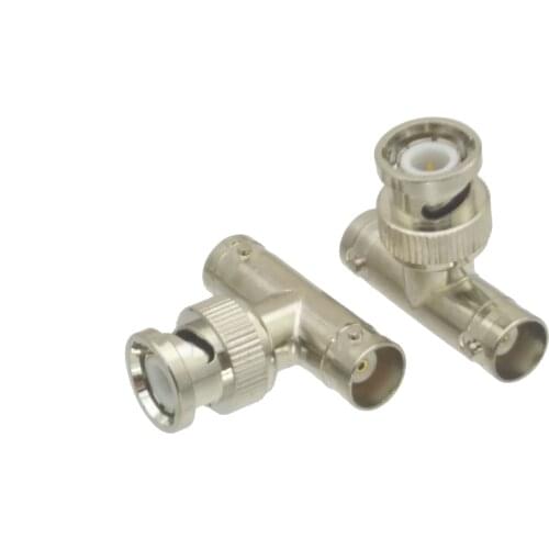 1Pcs Adapter BNC male plug to 2x BNC female jack straight Zn T Splitter RF COAXIAL Connector