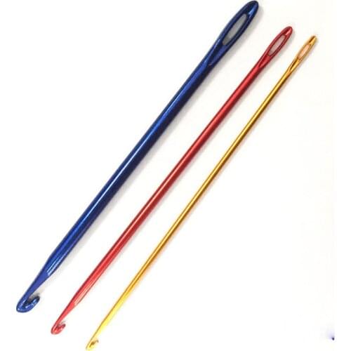 1Pcs Afghan Aluminium Needles For Knitting DIY Tunisian Crochet Hooks Hand Knit Tool With an Eye Knitting Sewing Needles