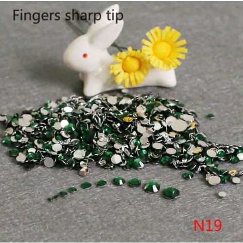 1000pcs SS6-SS30 Mixed Size charming beautiful Dark green 14 facet round diamond sparkling acrylic nail art decoration N19
