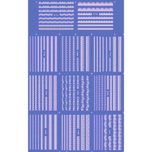 11 PACKS / LOT NAIL TATTOOS STICKER WATER DECAL NAIL ART WHITE LACE CHAIN WAVE D177-187W
