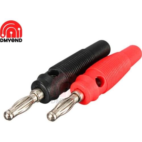 2PCS 1Pair Red Black Nickel Plated Solderless Speaker Banana Plug Audio Jack Connector