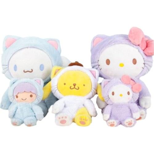 20Cm/Pcs Sanrio Plush My Melody Kittys kawaii Anime Cartoon Cute Dolls Cross Dress Plush Toys For Girls Kids Toys Birthday Gift