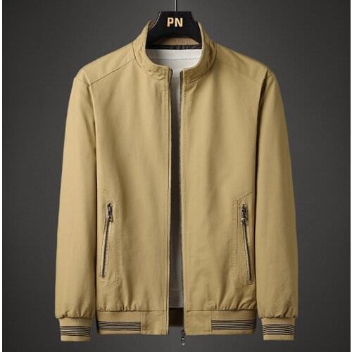 2021 New Pure Cotton Bomber Jacket Men Spring Autumn Casual Jacket Coat Mens Khaki Top Zipper Stand Collar Cotton Jacket Men