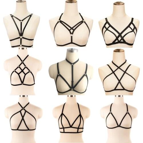 2021 Body Harness Bra Elastic Adjustable Sleeveless Hollow Out Strap Tops Sexy Ladies Underwear Punk Goth Garter Belt