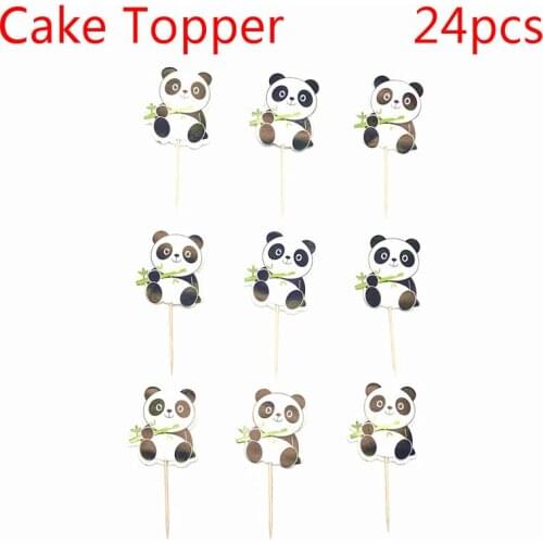 24pcs Cartoon panda man Party Cupcake Cake Toppers Picks Kids Birthday Party Supplies Wedding Decorations Cake Cup