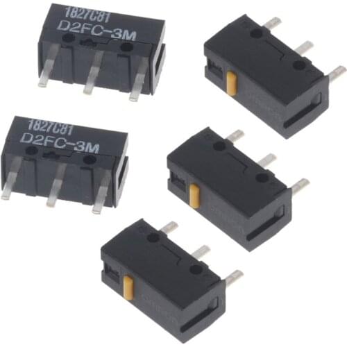 5Pcs Original D2FC-3M 0.74N Yellow Dot Mouse Micro Switch Universal with 7N 10m 20m OF