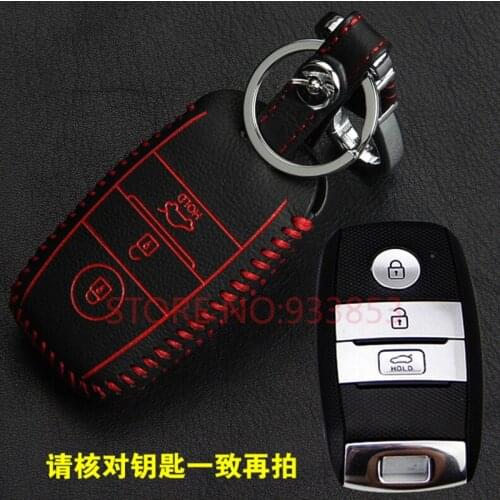 STYO Car Smart Key wallet car genuine leather key cover leather key cases for 2016 KIA Optima K5 Sportage