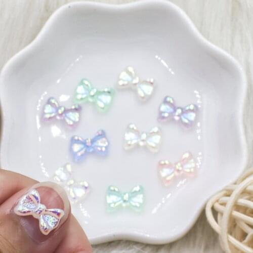 15Pcs 7.5x11mm Shiny AB Rhinestones 3D Nail Charms Resin Wave point Bow Ties Nail Art Decorations DIY Tools