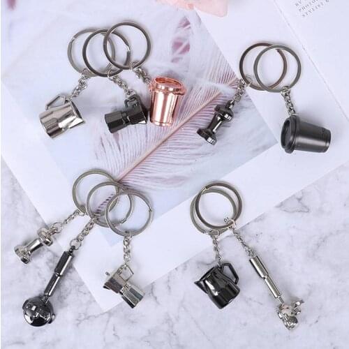 Keychain Coffee Machine Pitcher Keyring Portable Coffeeware Handle Keyring Portable Coffee Creative Coffee Accessories Gift