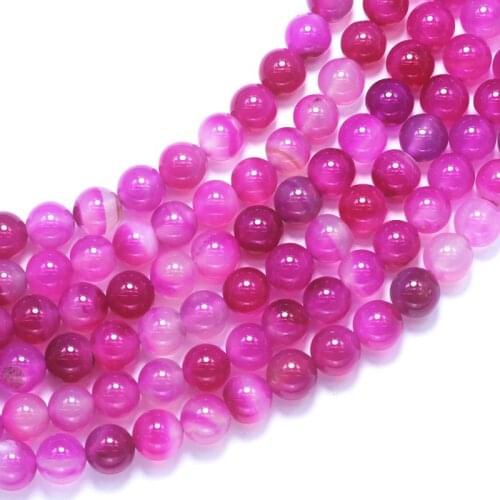 Hot Pink Strip Stone Beads Selectable Size 4-10 MM Semi-Precious Stone Beads for Jewelry Bracelet Making DIY Beads Strand 15"