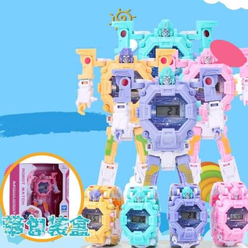Childrens Deformation Robot Watch Toy Boy Girl Model Sports Electronic Watches Toy Kid Student Birthday Gift Wristwatch