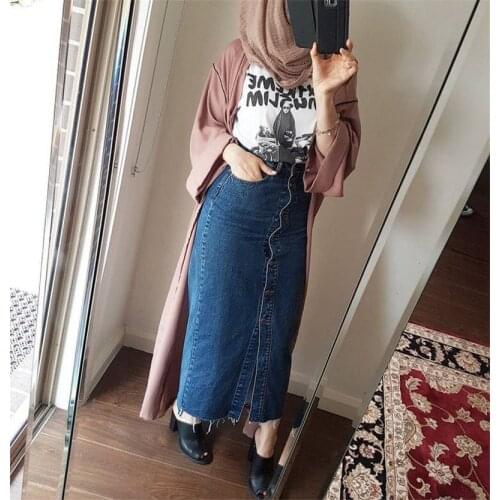 Muslim Two Shoulder Straps Skirts Women Lace-up High Waist Big Swing A-line Suspender Long Skirt with Straps Islamic Clothing