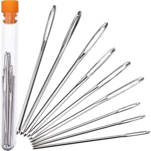 Hot Selling 9pcs/Set Large Eye Needles Leather Sewing Needles Stainless Steel Needle Embroidery Tapestry Hand Sewing Accessories