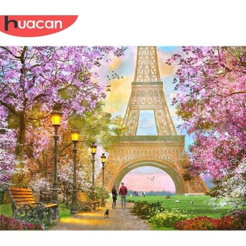 HUACAN 5D Diamond Painting Scenery Of Paris Eiffel Tower Full Drill Art Rhinestone Diamond Embroidery Cross Stitch Home Decor