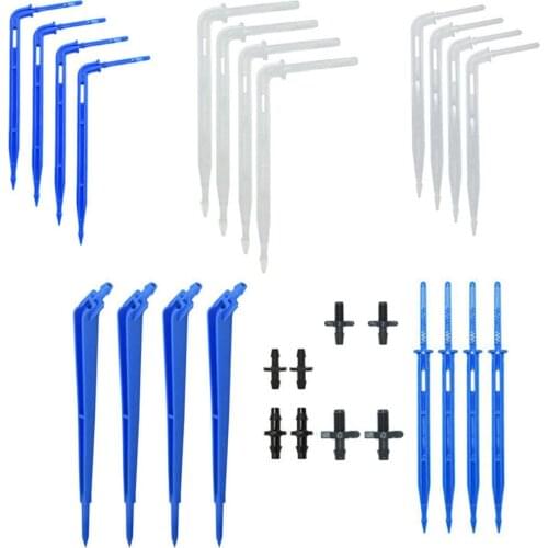 30pcs Bend Arrow Dropper 3/5mm 4/7mm Hose Transparent Blue Curved Drip Arrow Emitter Irrigation Potted Greenhouse
