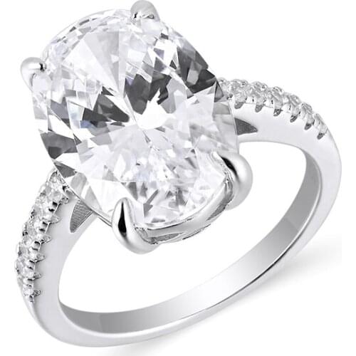 Trendy S925 Silver 10*14mm Big Oval Diamond Engagement Rings for Women Fine Jewelry White Gold Wedding Ring Anniversary Gift