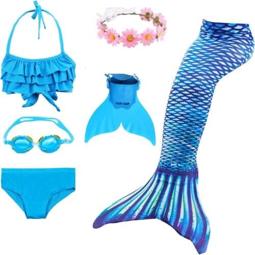 Girls Swimming Mermaid Tails Costume Children Mermaid Swimsuit Bikini Set Kids Girls Bathing Suit Easy Add Into Monofin Fin