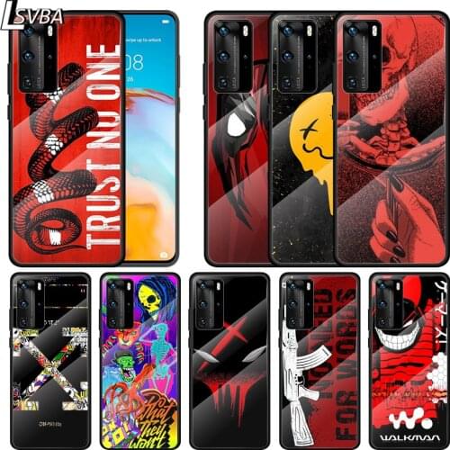 Fashion Terror Smiley For Huawei P Smart 2021 Z P40 P30 P20 P10 Lite Pro Plus 5G Tempered Glass Phone Case