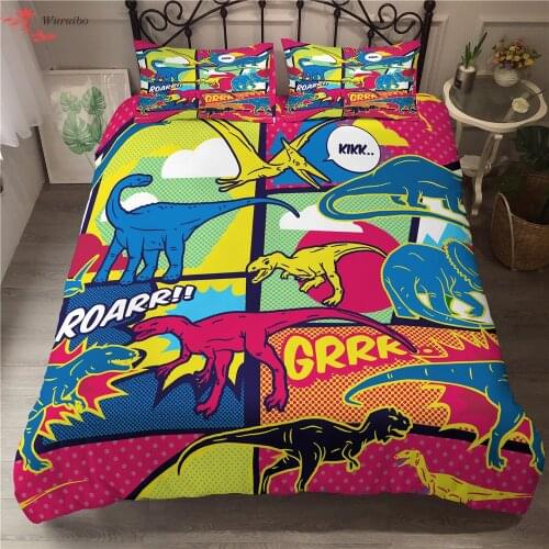 Homesky Cartoon Duvet Covers Pillowcases Comic Single Double Queen King Size Comforter Bedroom Decor Bedding Sets Bed Bedclothes