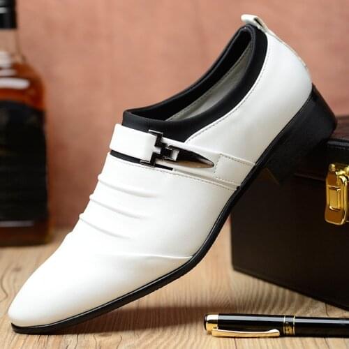 Men Dress Shoes Oxfords Luxury Business White Leather Shoes Men Wedding Shoes Large Size Formal Shoes for Man Leather Shoes