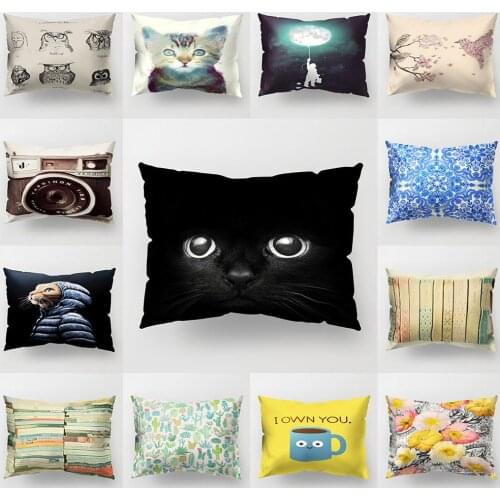 Pillowcase Cat Bird Flower Sky Leaf Camera Design Cushion Decor Pillowcase Chair Sofa Cushion Case Car Living Room Home Decor