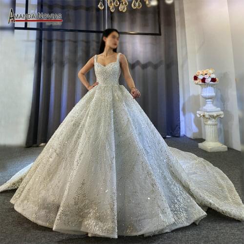 Straps beading wedding dress new designer amanda novias wedding gown