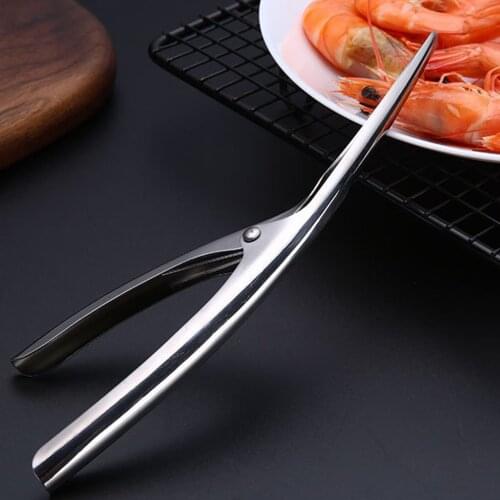 New Portable Stainless Steel Prawn Peeler Shrimp Deveiner Peel Device Ergonomic Handle Creative Kitchen Seafood Tools