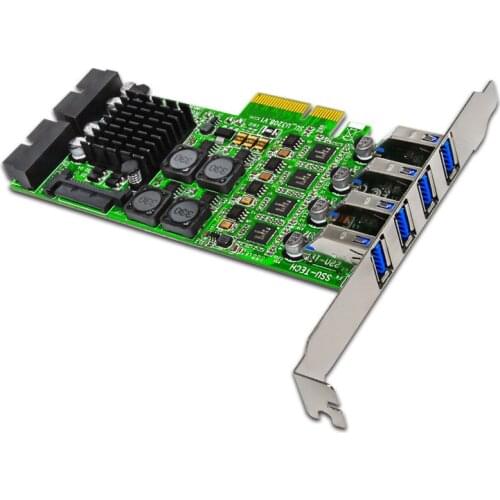PCI Express PCI-E to USB 3.0 Expansion Card Raiser 8 Ports USB 3.0Controller SATA Power Independent 4 Channel for Camera