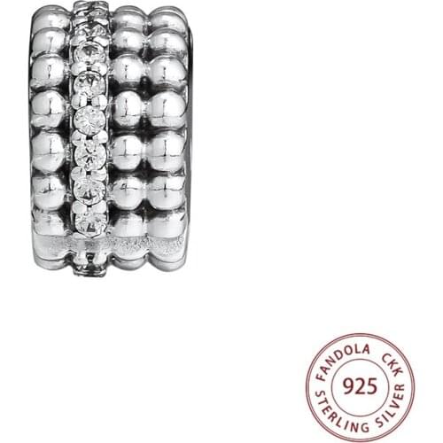 Genuine 925 Sterling Silver Beaded Brilliance Clip Charms Fits Pandora Bracelet Women Gift DIY Beads for Jewelry Making Kralen