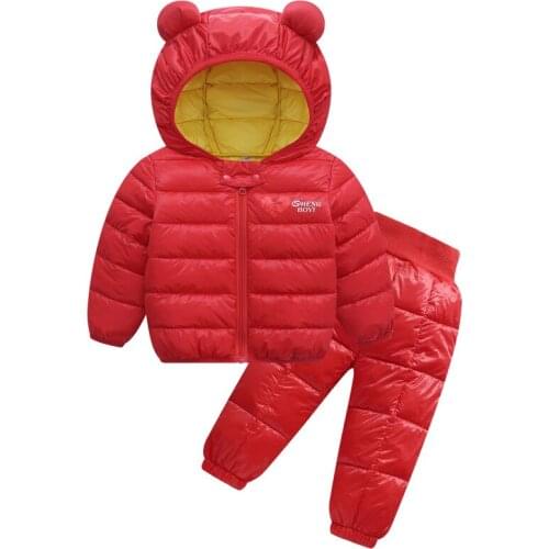 Popodion 2020 Winter Childrens Down Cotton Baby Clothes Coat+pants CHD20324