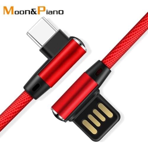 Right Angle Elbow USB 2.4A Data Cable Fast Charging Type-c Micro USB Data Transmission Charger Wire For Mobile Phone