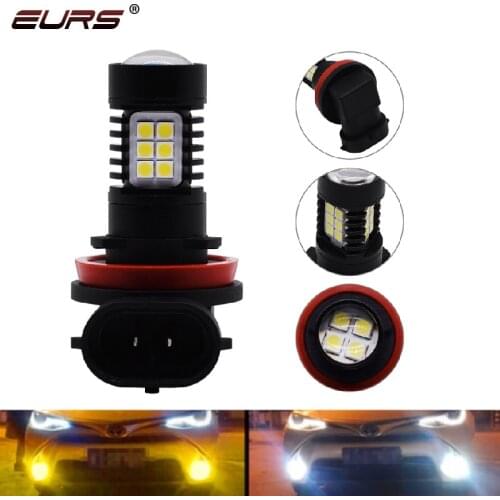 EURS 2PCS 9006 Fog light H11 H7 Led Bulb H8 H16 LED Car Lights HB3 HB4 21W With 3030 Chips 12V White Yellow Driving Lamp