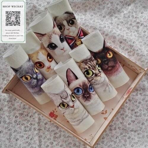 12*12cm Handmade Fabric DIY Patchwork Hand Dyed Fabric Printing and Dyeing Canvas Digital Printed Fabric Cute Cat