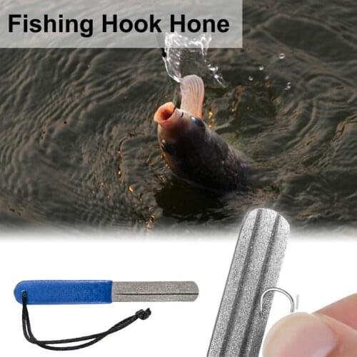 Fishing Hook Sharpener Portable Dual Grooves Diamond Blue Professional Lure Hook Hone for Outdoor